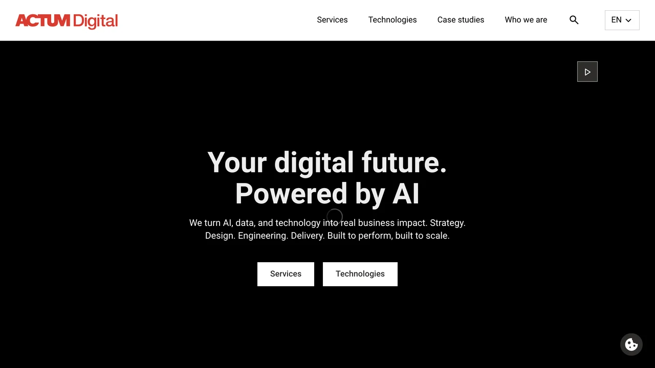 Snimek webu Actum Digital