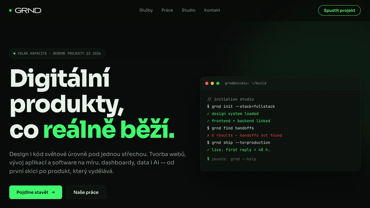 Snimek webu GRND