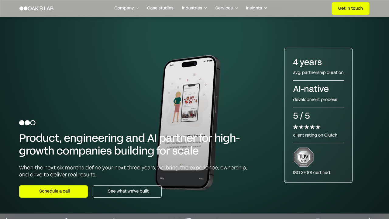 Snimek webu OAK'S LAB