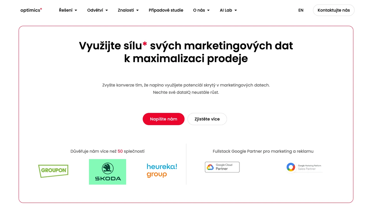 Snimek webu Optimics